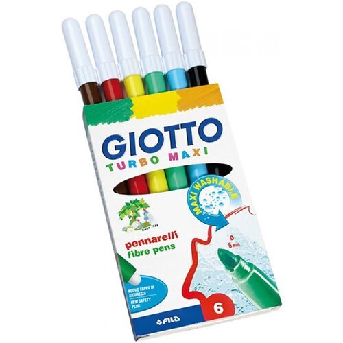 Набор фломастеров цветных Giotto Turbo Maxi, 5 мм, картонная коробка 6 цветов