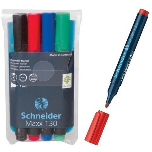 Schneider Набор маркеров перманентных 4цв 1.0 мм Schneider 'Maxx130' микс 113094
