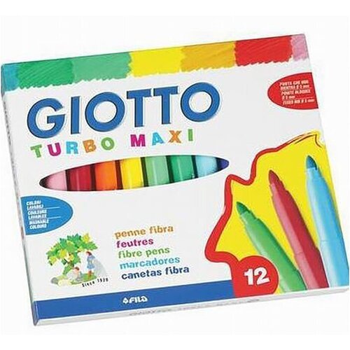 Набор фломастеров цветных Giotto Turbo Maxi, утолщенные, 5 мм, картонная коробка 12 цветов