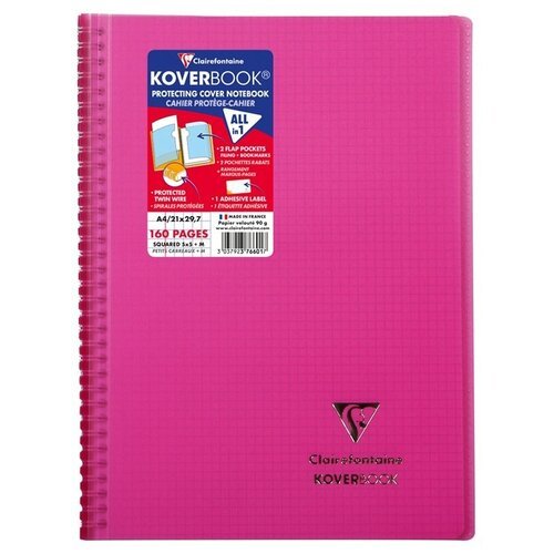 Бизнес-тетрадь Clairefontaine 80 листов, А4, клетка, на гребне, 'Koverbook', 90 г/м2, пластиковая обложка, розовая (376601C_pink)удалить ПО задаче