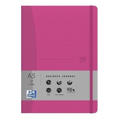 Блокнот OXFORD Office Signature A5 72л линейка фикс. резинка твердая обложка розовый