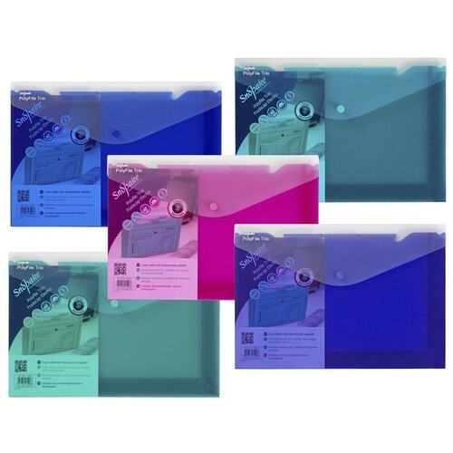 Папка Snopake 14967P, (5 шт в упаковке) синий, зеленый, розовый, бирюзовый, фиолетовый
