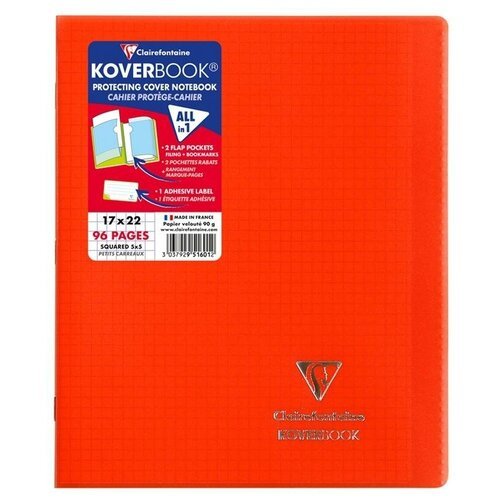 Бизнес-тетрадь 48л., 170*220мм, клетка Clairefontaine 'Koverbook', 90г/м2, пластик. обложка, красная, цена за штуку, 307447