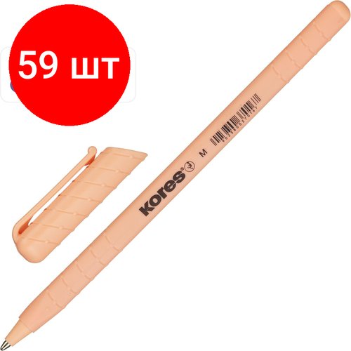 Комплект 59 штук, Ручка шариковая неавтомат. KORES Pastel K0R-M, син, масл, асс. 37086