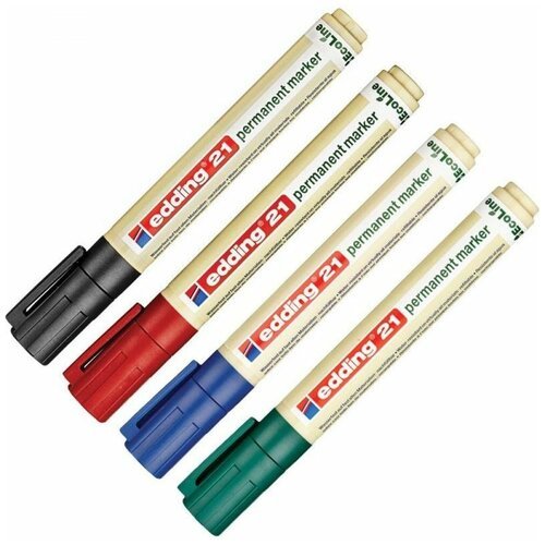 Набор маркеров перманентных Edding Eco E-21/4S (толщина линии 1.5-3 мм, 4 штуки в упаковке) 204296