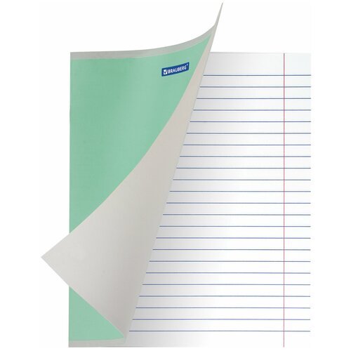 Тетрадь 18 л. BRAUBERG 'ЭКО', линия, обложка плотная мелованная бумага, зеленая пастельная, 105677