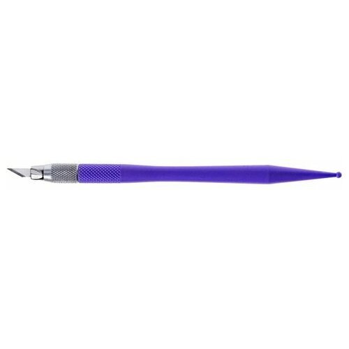 Hatber Нож-скальпель канцелярский, 24x4мм противоскользящая ручка, 8 лезвий, фиолетовый sela
