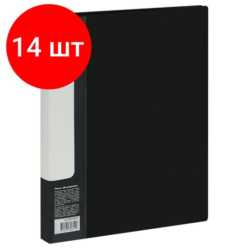 Комплект 14 шт, Папка с 20 вкладышами СТАММ 'Стандарт' А4, 14мм, 600мкм, пластик, черная