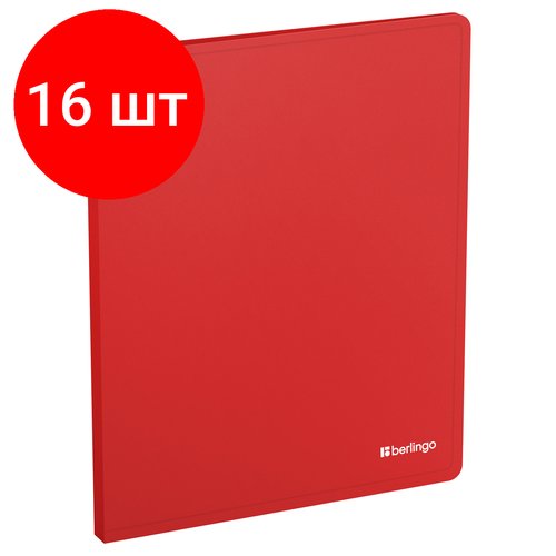 Комплект 16 шт, Папка с зажимом Berlingo 'Soft Touch' А4, 17мм, 700мкм, красная, с внутр. карманом