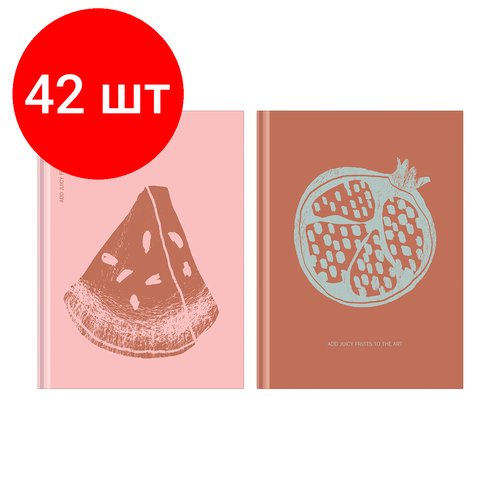 Комплект 42 шт, Бизнес-блокнот А6, 80л, BG 'Juicy fruits', soft-touch ламинация