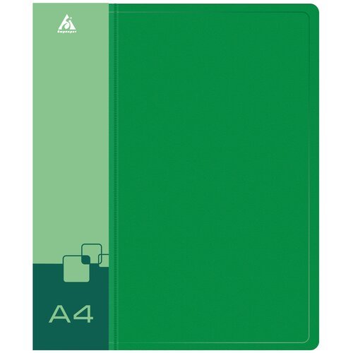 Папка на 4-х кольцах 'Бюрократ', цвет: зеленый, A4, арт. -0827/4RGRN
