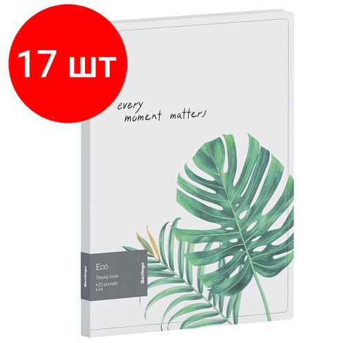 Комплект 17 шт, Папка с 20 вкладышами Berlingo 'Eco' А4, 17мм, 600мкм, с внутр. карманом, с рисунком