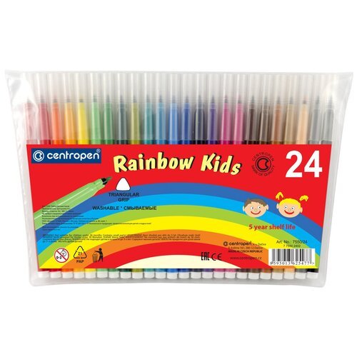 Centropen Набор фломастеров Rainbow Kids, 7550, разноцветный, 24 шт.