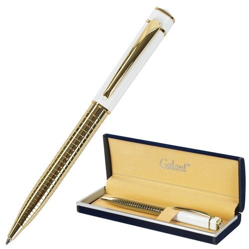 Ручка подарочная шариковая GALANT 'Mont Pelerin', корпус золотистый с белым, золотистые детали, пишущий узел 0,7 мм, синяя