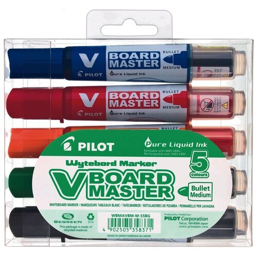 PILOT Набор маркеров для доски V-Board Master, WBMA-VBM-M-S5, 5 шт., 5 шт.