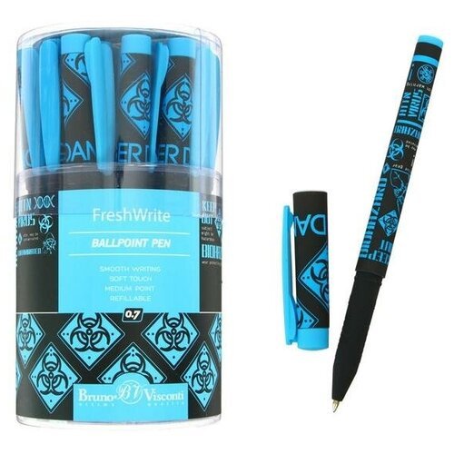 Ручка шариковая FreshWrite 'Биологическая опасность!', 0,7 мм, синие чернила, корпус Soft Touch