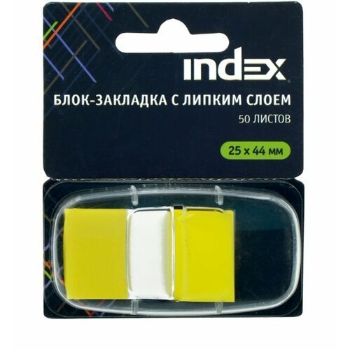 Закладка с липким слоем INDEX 25х45 мм жёлтая 5 штук