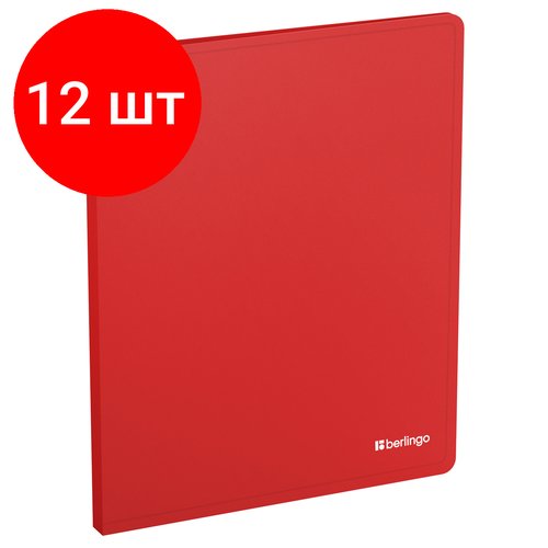Комплект 12 шт, Папка с зажимом Berlingo 'Soft Touch' А4, 17мм, 700мкм, красная, с внутр. карманом