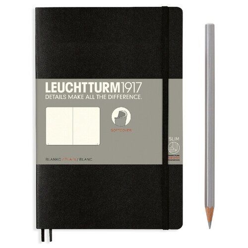 Блокнот Leuchtturm Paperback B6+ 61л без линовки мягкая обложка Черный