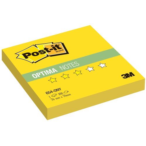 Post-it Блок-кубик Optima, 76х76 мм, 100 штук (654) желтый неоновый 70 г/м² 1 шт. 100 листов