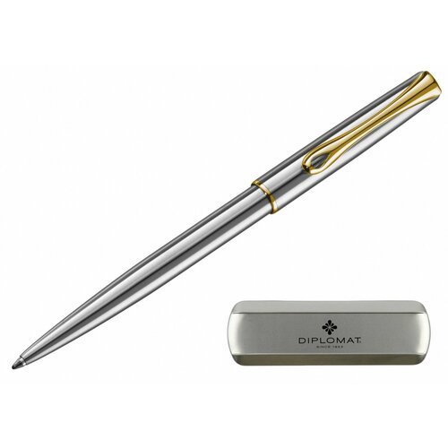 Ручка шариковая Diplomat Traveller stainless steel gold, синий (D10061109)