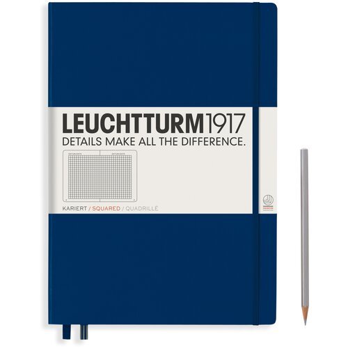 Блокнот Leuchtturm Master A4+ 117л в клетку твердая обложка Синий Неви
