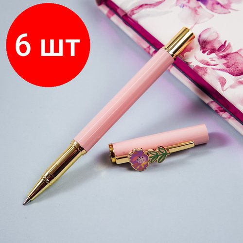 Комплект 6 шт, Ручка шариковая MESHU 'Flower' синяя, 1.0мм