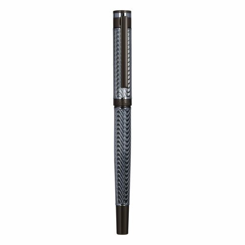 Ручка перьевая Delucci 'Stellato', черная, 0,8 мм, корпус серебро, хром, подарочный футляр (CPs_81480)