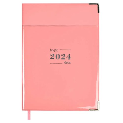 Ежедневник датированный 2024, А6+, ESCALADA, 128 л, ПВХ розовый