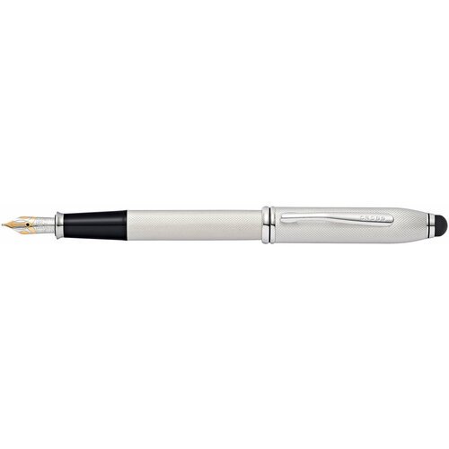 Перьевая ручка Cross Townsend со стилусом 8мм. Цвет - платиновый, перо - золото 18К Solid Gold/родий, AT0046-43MD