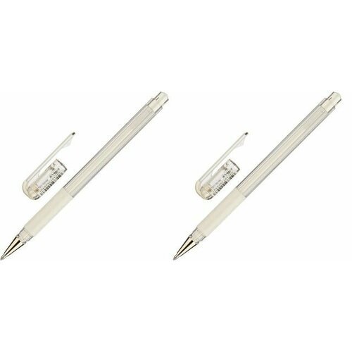 Pentel Ручка гелевая неавтоматическая Hybrid gel Grip, 0, 8 мм, белая, манжета, 2 уп.
