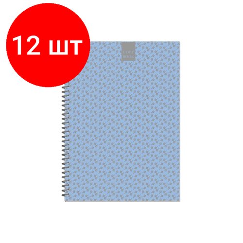 Комплект 12 штук, Бизнес-тетрадь А5.96л, точка, греб, обл. глянц. лам. Attache Fleur Лазурь