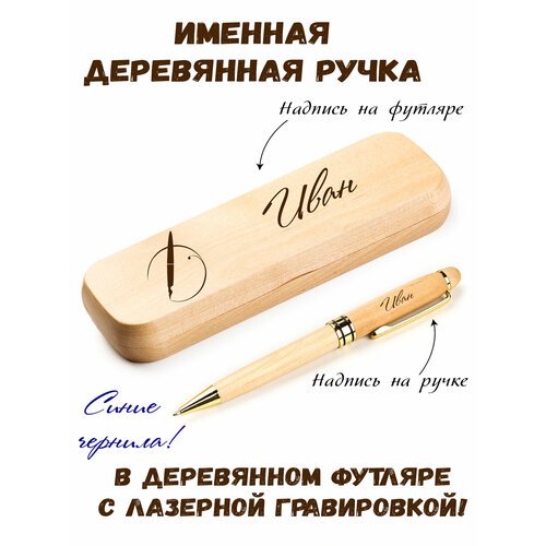 Ручка деревянная в футляре с именем Иван