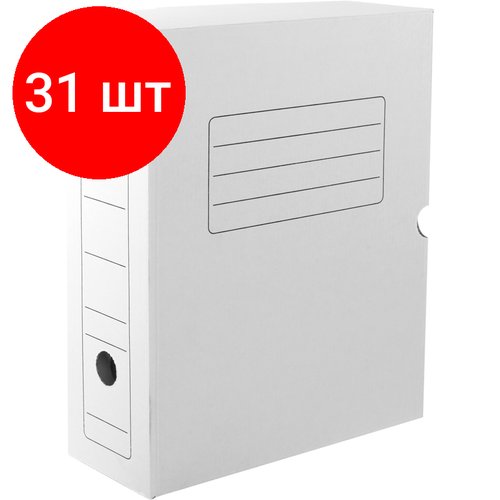 Комплект 31 шт, Короб архивный с клапаном OfficeSpace, микрогофрокартон, 150мм, белый, до 1400л.