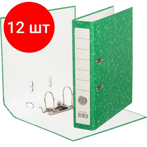 Комплект 12 штук, Папка-регистратор Attache Economy без мет. уголка_бюдж 75мм ч/б, зел, бум/бум