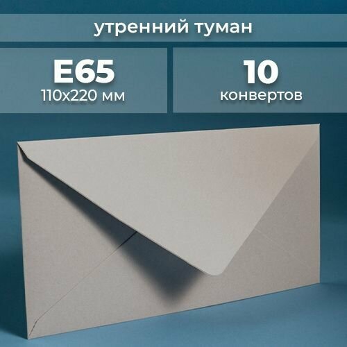 Набор конвертов для денег Е65 (110х220мм)/ Конверты подарочные из дизайнерской бумаги светло серый 10 шт.