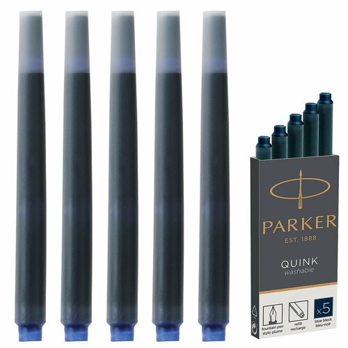 Картриджи чернильные PARKER 'Cartridge Quink', комплект 5 штук, темно-синие, 1950385 упаковка 2 шт.