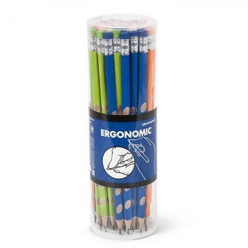 Набор чернографитных карандашей SchoolФормат ERGONOMIC НВ с ластиком заточенный, трехгранный 48 шт.