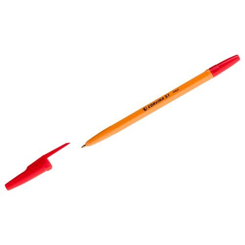 Ручка шариковая Corvina '51 Vintage' красная, 1,0мм, желтый корпус, 9 штук