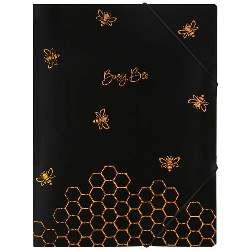 Папка на резинке А4 (245*320 мм), пластик, 0,40 мм, цвет черный Busy Bee кокос 213733 - 1 шт.