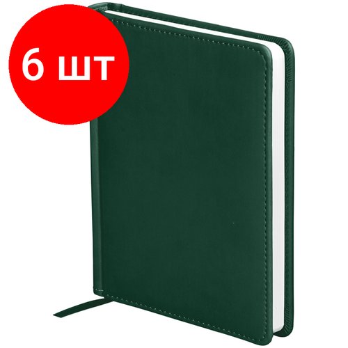 Комплект 6 шт, Ежедневник недатированный, А6, 136л, кожзам, OfficeSpace 'Winner', зеленый