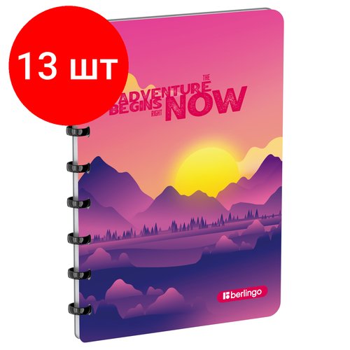 Комплект 13 шт, Бизнес-тетрадь А5+, 80л, Berlingo 'Scenic', клетка, на кольцах, с возм. замены блока, 80г/м2, пластик обложка 700мкм, линейка-закладка