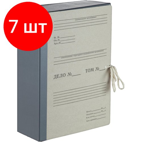 Комплект 7 штук, Папка архивная складная Attache 100мм корешок бумвинил