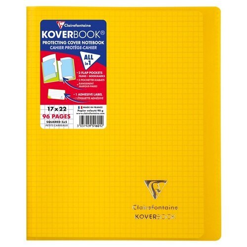 Бизнес-тетрадь 48л, 170*220мм, клетка Clairefontaine 'Koverbook', пластик. обложка, желтая, 90г/м2