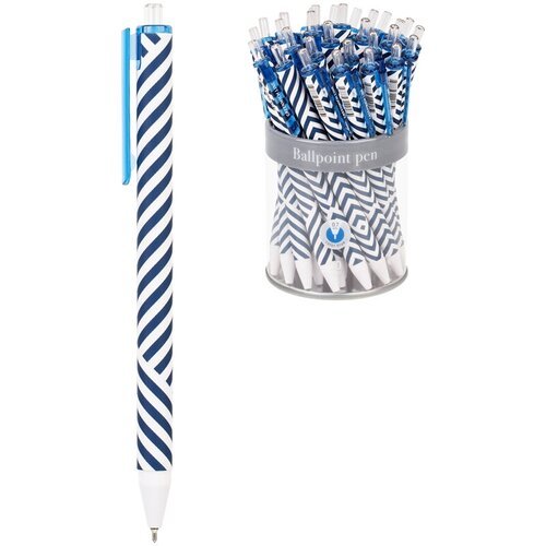 Ручка шариковая автоматическая Greenwich Line Classy stripes (0.7мм, синий цвет чернил, игольчатый стержень, софт-тач) 30шт. (GL_25781)