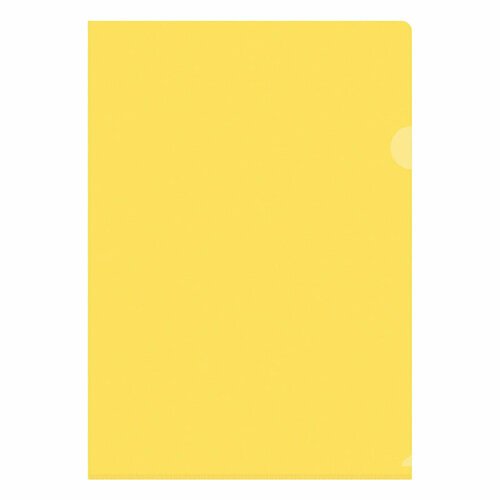 Папка-уголок OfficeSpace А4, 150мкм, пластик, прозрачная желтая (60 шт)