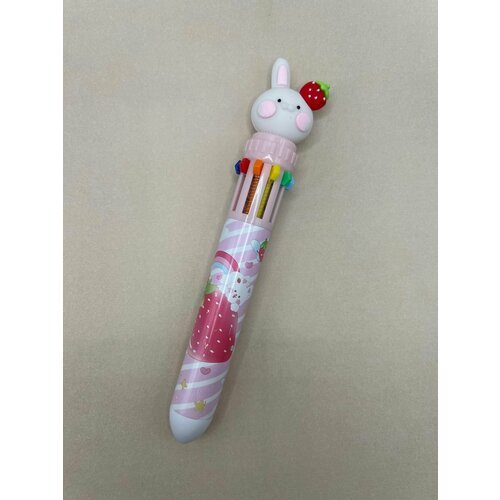 Ручка шариковая 'Зайка с ягодой 'автоматическая /многоцветная 10 цветов.