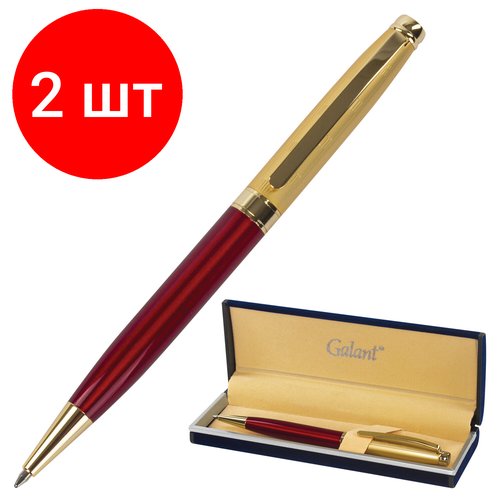 Комплект 2 шт, Ручка подарочная шариковая GALANT 'Bremen', корпус бордовый с золотистым, золотистые детали, пишущий узел 0.7 мм, синяя, 141010