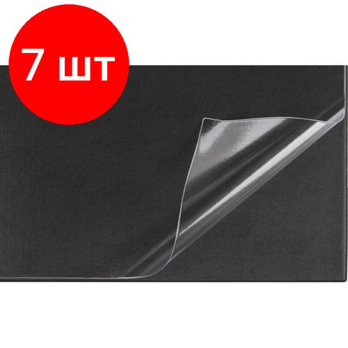 Комплект 7 штук, Коврик на стол Attache 38х59см черный с прозрачным листом