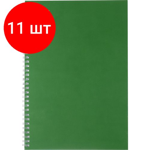 Комплект 11 штук, Бизнес-тетрадь А4 80л ATTACHE, спираль, т.-зеленый, блок 60г, обложка 215г